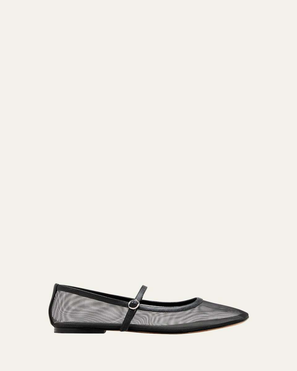 Sheer Mesh Mary Jane Ballerina Flats